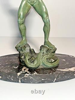 Ganu Gantcheff, Man and Serpent, Bronze, Art Deco