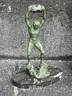 Ganu Gantcheff, Man and Serpent, Bronze, Art Deco