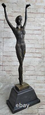 Genuine Art Deco Bronze Woman Dancer Erotic Nude Sculpture Star