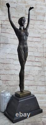 Genuine Art Deco Bronze Woman Dancer Erotic Nude Sculpture Star