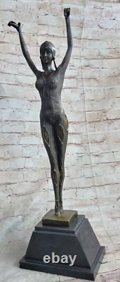 Genuine Art Deco Bronze Woman Dancer Erotic Nude Sculpture Star