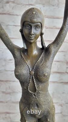 Genuine Art Deco Bronze Woman Dancer Erotic Nude Sculpture Star
