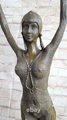Genuine Art Deco Bronze Woman Dancer Erotic Nude Sculpture Star
