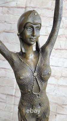 Genuine Art Deco Bronze Woman Dancer Erotic Nude Sculpture Star