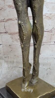 Genuine Art Deco Bronze Woman Dancer Erotic Nude Sculpture Star
