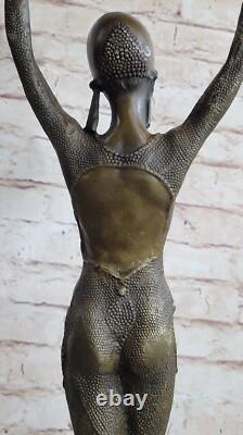 Genuine Art Deco Bronze Woman Dancer Erotic Nude Sculpture Star