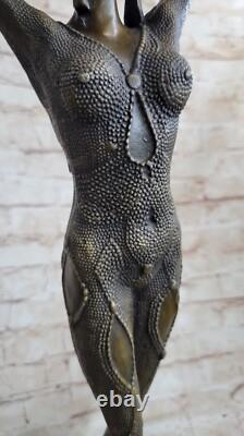 Genuine Art Deco Bronze Woman Dancer Erotic Nude Sculpture Star