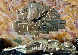 George Lavrov 1930 Art Deco Clock Marble And Bronze
