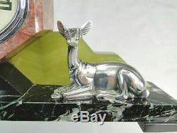 George Lavrov Rare Pendulum Art Deco Bronze Sculpture Biche Argente No Chiparus