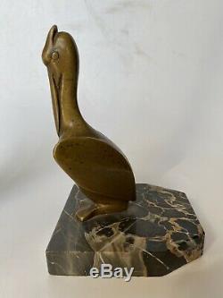 Georges Henri Laurent Pair Of Book Ends Bronze Pelican Art Deco Bookends