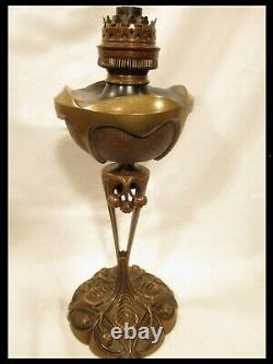 Georges Leleu Petroleum Lamp Art New Bronze Marronier1900 Lamp Oil Deco