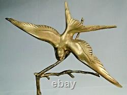 Gh Lawrence Splend. Bird Bronze Sculpture Art Deco Marble Base 1925 Ca.