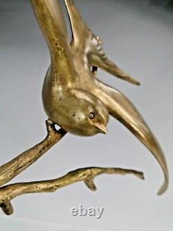 Gh Lawrence Splend. Bird Bronze Sculpture Art Deco Marble Base 1925 Ca.