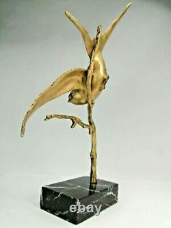 Gh Lawrence Splend. Bird Bronze Sculpture Art Deco Marble Base 1925 Ca.