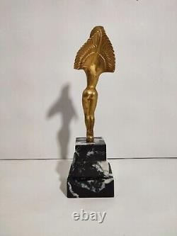 Gilded Bronze Art Deco Mascot / 1930's France / Victory Statue Sculpture