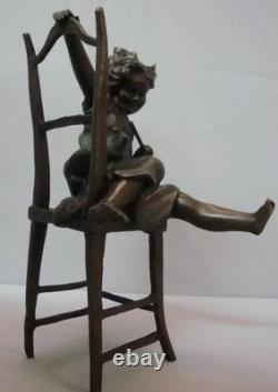 Girl Cat Statue Art Deco Art Nouveau Jugendstil Bronze