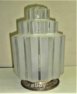 Glass Ceiling Lamp Building Skyskraper Bronze Nickeled Art Deco 1930