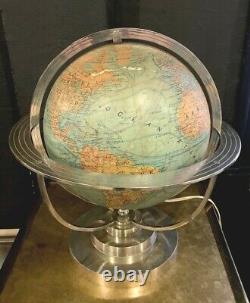 Globe Earth Reveto Art Deco Forest-bronze Nickel-bright Glass Globe