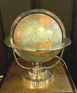 Globe Earth Reveto Art Deco Forest-bronze Nickel-bright Glass Globe