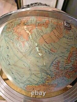 Globe Earth Reveto Art Deco Forest-bronze Nickel-bright Glass Globe