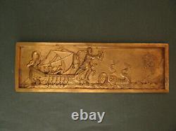 Gold Bronze Decoration Plate. Mythological Scene. Furniture, Art Deco. 1920