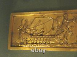 Gold Bronze Decoration Plate. Mythological Scene. Furniture, Art Deco. 1920