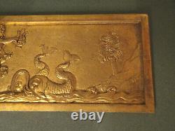 Gold Bronze Decoration Plate. Mythological Scene. Furniture, Art Deco. 1920