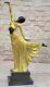 Golden Home Office Art Deco Decoration Bronze Dancer Statue Signed Chiharus