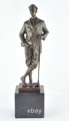Golfer Statue Sculpture, Art Deco Style, Art Nouveau Style, Solid Bronze, Signed