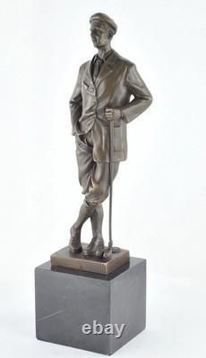 Golfer Statue Sculpture, Art Deco Style, Art Nouveau Style, Solid Bronze, Signed
