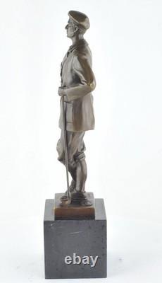 Golfer Statue Sculpture, Art Deco Style, Art Nouveau Style, Solid Bronze, Signed