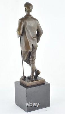 Golfer Statue Sculpture, Art Deco Style, Art Nouveau Style, Solid Bronze, Signed
