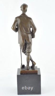 Golfer Statue Sculpture, Art Deco Style, Art Nouveau Style, Solid Bronze, Signed