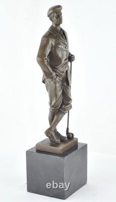 Golfer Statue Sculpture, Art Deco Style, Art Nouveau Style, Solid Bronze, Signed