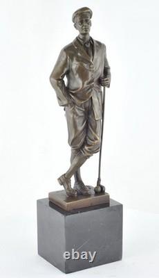 Golfer Statue Sculpture, Art Deco Style, Art Nouveau Style, Solid Bronze, Signed