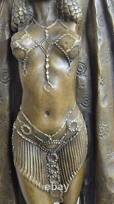 Grand Art Deco Sculpture Female Dancer On Marble Base - Bronze Case