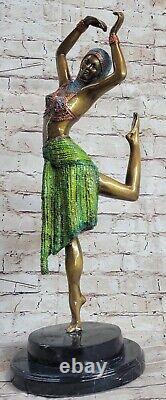 Grand Dimitri Chiparus Art Deco Bronze Sculpture Dancer on Marble Base