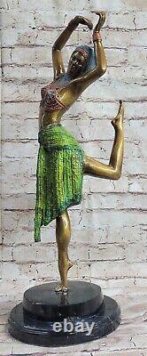 Grand Dimitri Chiparus Art Deco Bronze Sculpture Dancer on Marble Base