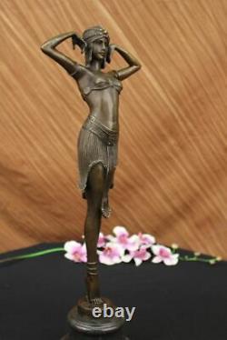 Grand Dimitri Chiparus Dancer Art Deco Bronze Sculpture Marble Base Figurine