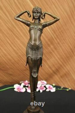 Grand Dimitri Chiparus Dancer Art Deco Bronze Sculpture Marble Base Figurine