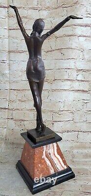 Grand Dimitri Chiparus Dancer Art Deco Bronze Sculpture Marble Chair Figure