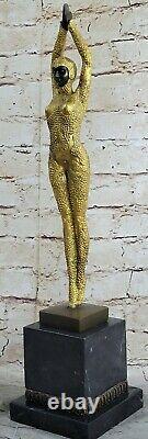 Grand Dimitri Chiparus Dancer Art Deco Bronze Sculpture Marble Figurine Base