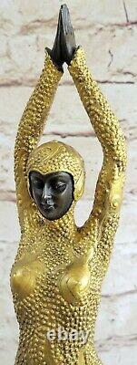 Grand Dimitri Chiparus Dancer Art Deco Bronze Sculpture Marble Figurine Base