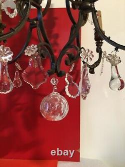 Grand Old Chandelier In Bronze And Crystal Pendants 8 Lights Hy