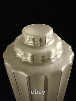 Great Lamp Building Modernist Art Deco Bronze Nickeled - Globe In Pressed Glass