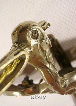 Great Pair Dappliques Art Deco Bronze Birds And Tulips Muller Frères