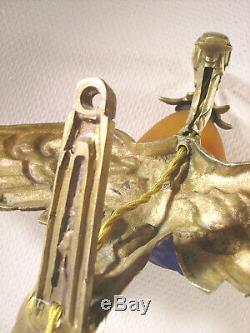 Great Pair Dappliques Art Deco Bronze Birds And Tulips Muller Frères