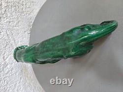 Green Ceramic Art Deco Panther Lion St. Clément Animal Statue Bronze