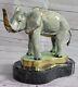 Green Collectors Edition Marius Elephant Bronze Sculpture Art Deco Marble Base