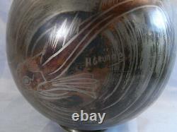 H Grunne Ancienne Rare Grand Vase Ovoide Dinanderie Art Deco Bronze Poisson Design